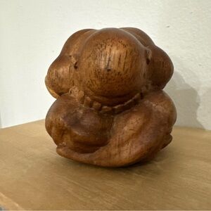 Vintage Sacred Weeping Buddha Hand Carved Wood Figurine